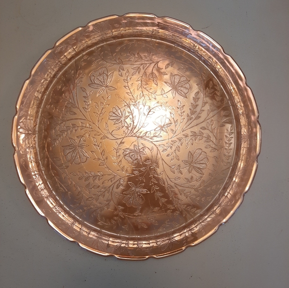 Vintage Jeannette Glass Iridescent Floragold Louisa 13.5" Serving Tray Platter - Picture 2 of 15